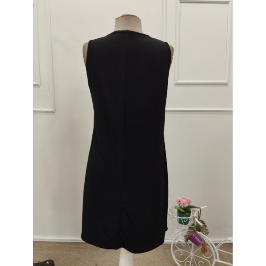 Kadın Askılı V Yakalı Pulpayet Işlemeli Kısa Sandy Elbise , 32127