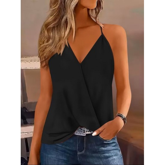 Kadın Ip Askılı V Kruvaze Yakalı Sandy Bluz , 32124