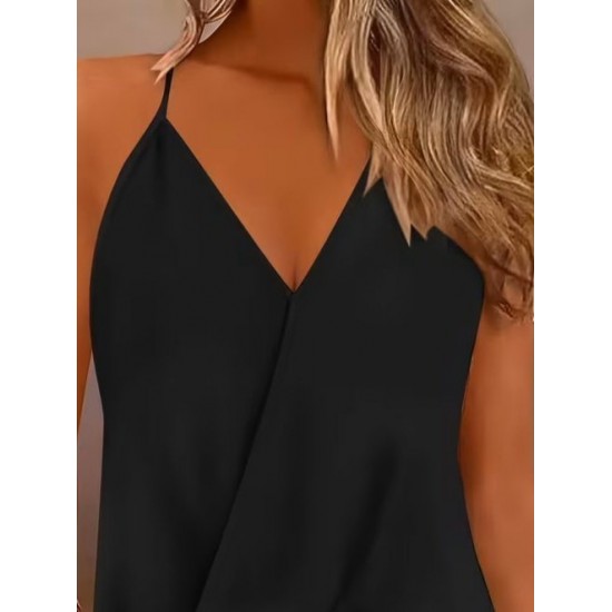 Kadın Ip Askılı V Kruvaze Yakalı Sandy Bluz , 32124