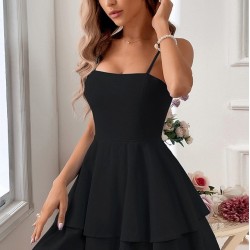 Kadın Ip Askılı Fırfırlı Arkadan Bağlamalı Janjan Krep Elbise , 32151