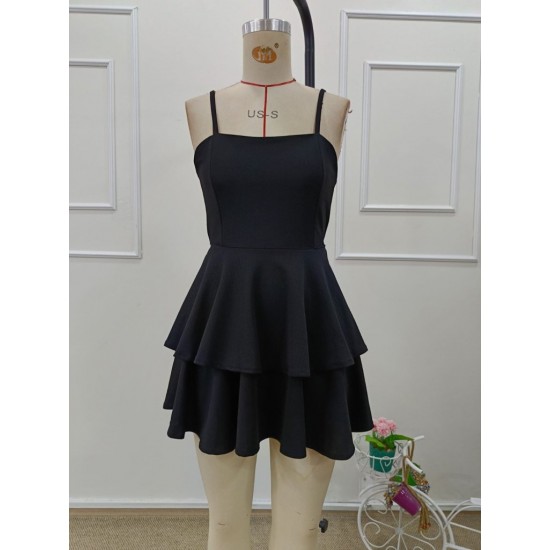 Kadın Ip Askılı Fırfırlı Arkadan Bağlamalı Janjan Krep Elbise , 32151