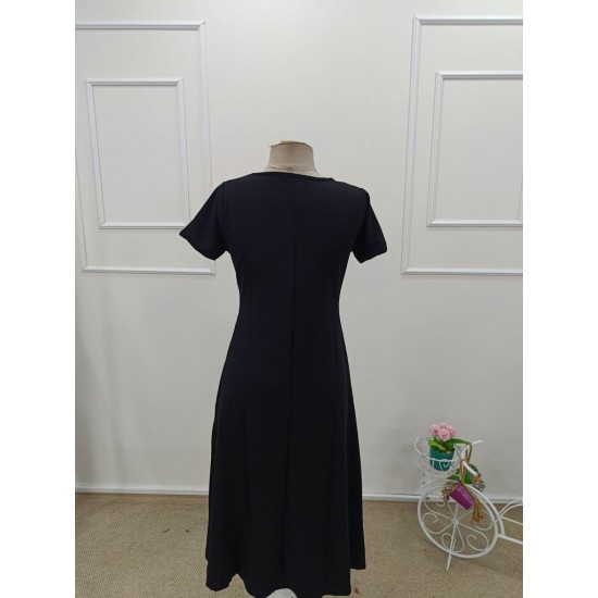 Kadın Kısa Kollu Balıkçı Yaka Derin Yırtmaç Detay Viskon Elbise , 32148