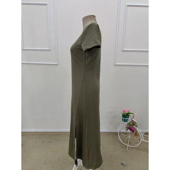 Kadın Kısa Kollu Balıkçı Yaka Derin Yırtmaç Detay Viskon Elbise , 32147