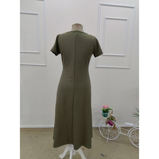 Kadın Kısa Kollu Balıkçı Yaka Derin Yırtmaç Detay Viskon Elbise , 32147