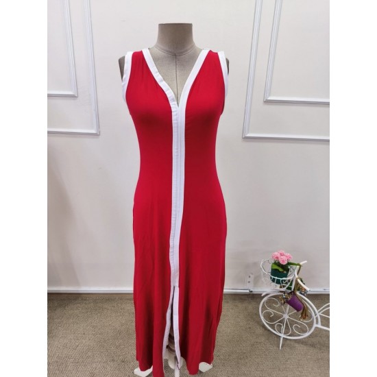 Kadın Askılı Derin V Yakalı Yırtmaç Detaylı Uzun Viskon Elbise , 32157