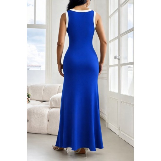 Kadın Askılı Derin V Yakalı Yırtmaç Detaylı Uzun Viskon Elbise , 32156