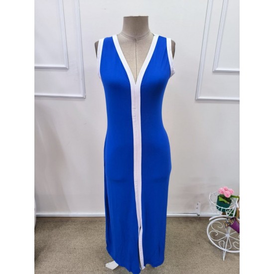 Kadın Askılı Derin V Yakalı Yırtmaç Detaylı Uzun Viskon Elbise , 32156