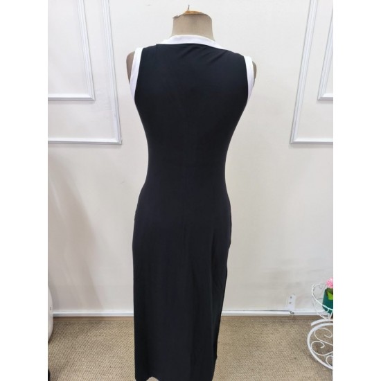 Kadın Askılı Derin V Yakalı Yırtmaç Detaylı Uzun Viskon Elbise , 32154