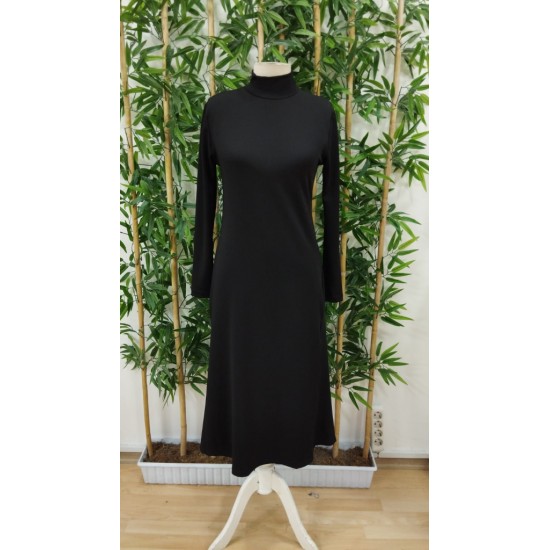 Kadın Uzun Kollu Balıkçı Yaka Derin Yırtmaç Detay Modal Elbise , 32165