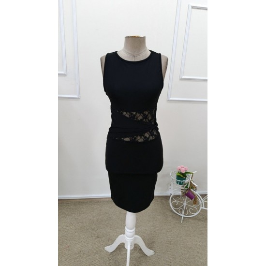 Kadın Askılı Bisiklet Yakalı Belden Dantel Detaylı Kısa Dalgıç Elbise, 32162