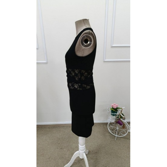 Kadın Askılı Bisiklet Yakalı Belden Dantel Detaylı Kısa Dalgıç Elbise, 32162