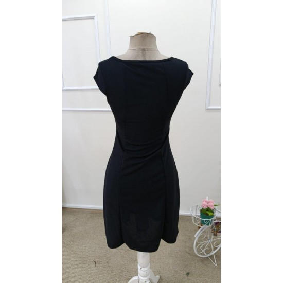 Kadın Kısa Kollu Kare Yakalı Kısa Ithal Krep Elbise, 32179