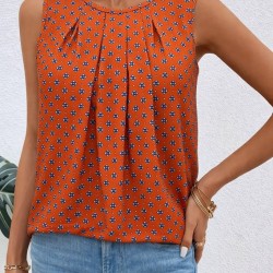 Kadın Askılı Yuvarlak Yakalı Desenli Süprem Bluz, 32178