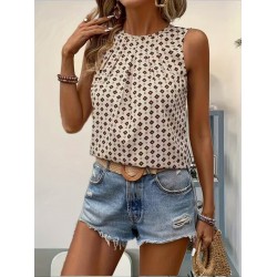 Kadın Askılı Yuvarlak Yakalı Desenli Süprem Bluz, 32177 Kadın Askılı Yuvarlak Yakalı Desenli Süprem Bluz, 32177