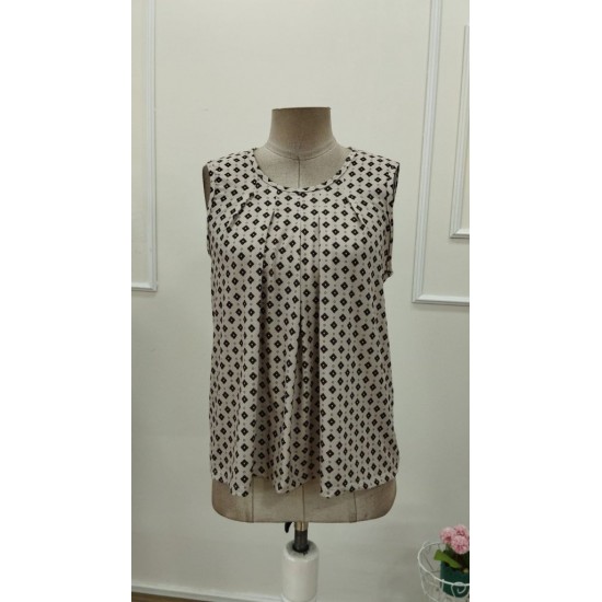 Kadın Askılı Yuvarlak Yakalı Desenli Süprem Bluz, 32177