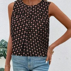 Kadın Askılı Yuvarlak Yakalı Desenli Süprem Bluz, 32175