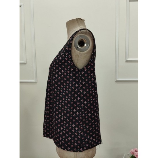 Kadın Askılı Yuvarlak Yakalı Desenli Süprem Bluz, 32175