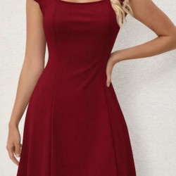 Kadın Kısa Kollu Kare Yakalı Kısa Ithal Krep Elbise, 32181