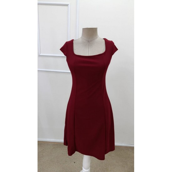 Kadın Kısa Kollu Kare Yakalı Kısa Ithal Krep Elbise, 32181