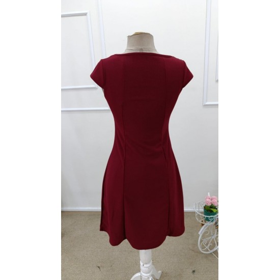 Kadın Kısa Kollu Kare Yakalı Kısa Ithal Krep Elbise, 32181