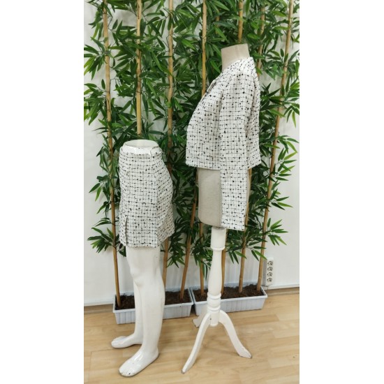 Kadın Uzun Kollu önü Açık Dokuma Ceket Ve Mini Etek Ikili Takım , 28761