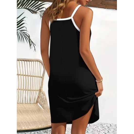 Kadın Ip Askılı Yuvarlak Yakalı Viskon Elbise , 32198