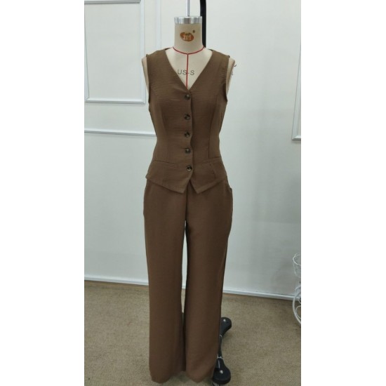 Kadın Askılı önden Düğmeli Bluz Ve Pantolon Keten Ikili Takım, 32196 Kadın Askılı önden Düğmeli Bluz Ve Pantolon Keten Ikili Takım, 32196
