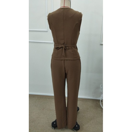 Kadın Askılı önden Düğmeli Bluz Ve Pantolon Keten Ikili Takım, 32196 Kadın Askılı önden Düğmeli Bluz Ve Pantolon Keten Ikili Takım, 32196