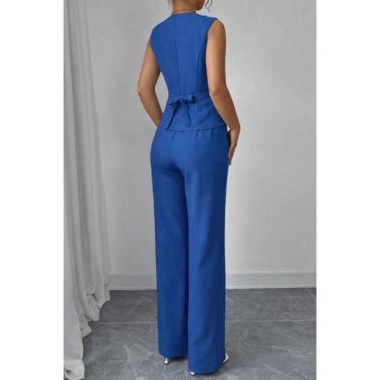 Kadın Askılı önden Düğmeli Bluz Ve Pantolon Keten Ikili Takım, 32195