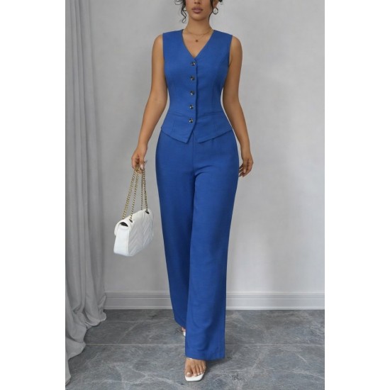 Kadın Askılı önden Düğmeli Bluz Ve Pantolon Keten Ikili Takım, 32195