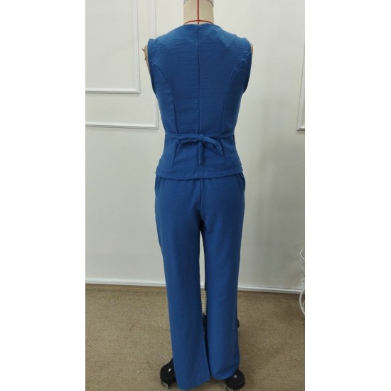 Kadın Askılı önden Düğmeli Bluz Ve Pantolon Keten Ikili Takım, 32195