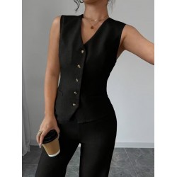 Kadın Askılı önden Düğmeli Bluz Ve Pantolon Keten Ikili Takım, 32193 Kadın Askılı önden Düğmeli Bluz Ve Pantolon Keten Ikili Takım, 32193