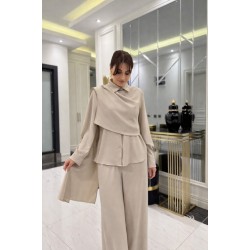 Kadın Uzun Kollu şal Detaylı Bluz Ve Pantolon Ikili Takım , 32192 Kadın Uzun Kollu şal Detaylı Bluz Ve Pantolon Ikili Takım , 32192