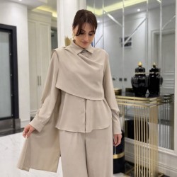 Kadın Uzun Kollu şal Detaylı Bluz Ve Pantolon Ikili Takım , 32192 Kadın Uzun Kollu şal Detaylı Bluz Ve Pantolon Ikili Takım , 32192