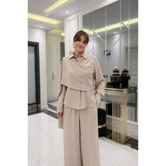 Kadın Uzun Kollu şal Detaylı Bluz Ve Pantolon Ikili Takım , 32192