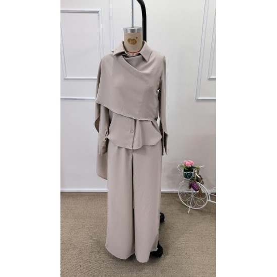 Kadın Uzun Kollu şal Detaylı Bluz Ve Pantolon Ikili Takım , 32192