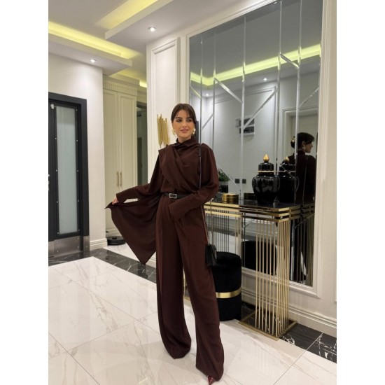 Kadın Uzun Kollu şal Detaylı Bluz Ve Pantolon Ikili Takım , 32191 Kadın Uzun Kollu şal Detaylı Bluz Ve Pantolon Ikili Takım , 32191