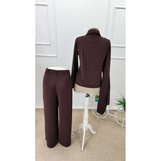 Kadın Uzun Kollu şal Detaylı Bluz Ve Pantolon Ikili Takım , 32191 Kadın Uzun Kollu şal Detaylı Bluz Ve Pantolon Ikili Takım , 32191