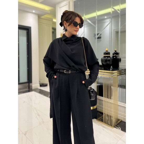 Kadın Uzun Kollu şal Detaylı Bluz Ve Pantolon Ikili Takım , 32189