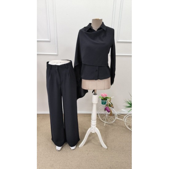 Kadın Uzun Kollu şal Detaylı Bluz Ve Pantolon Ikili Takım , 32189