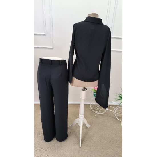 Kadın Uzun Kollu şal Detaylı Bluz Ve Pantolon Ikili Takım , 32189