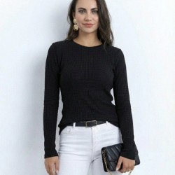 Kadın Uzun Kollu Bisiklet Yaka Triko Kazak , 32209