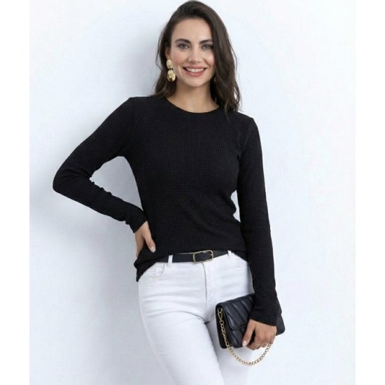 Kadın Uzun Kollu Bisiklet Yaka Triko Kazak , 32209