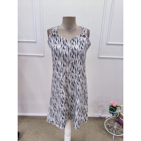 Kadın Askılı V Yakalı Desenli Kısa Süprem Elbise  Kadın Askılı V Yakalı Desenli Kısa Süprem Elbise, 32216