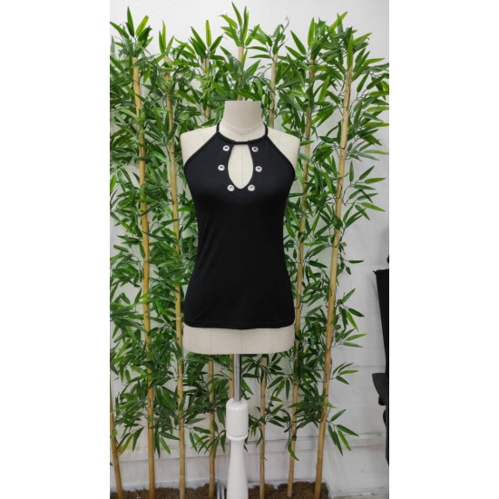 Kadın Askılı Kuş Gözü Ve Dekolte Detay Boyundan Bağlamalı Viskon Bluz , 32237