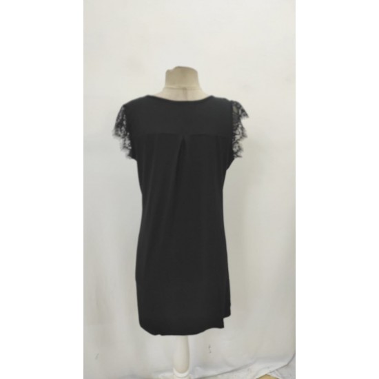 Kadın Kısa Dantel Kollu önden Düğmeli Viskon Elbise , 32231