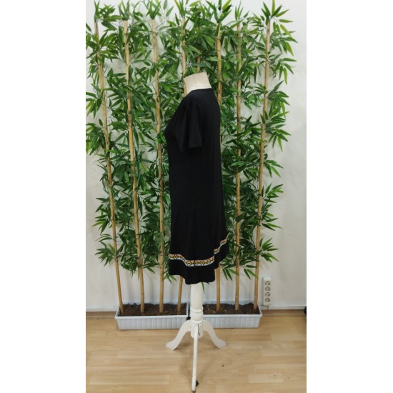 Kadın Kısa Kollu V Yakalı Etnik Desen şerit Detaylı Viskon Elbise, 32238