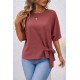 Kadın Kısa Kollu Bisiklet Yaka Yandan Bağcıklı Aerobin Bluz , 32245