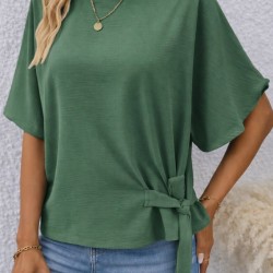 Kadın Kısa Kollu Bisiklet Yaka Yandan Bağcıklı Aerobin Bluz , 32244 Kadın Kısa Kollu Bisiklet Yaka Yandan Bağcıklı Aerobin Bluz , 32244