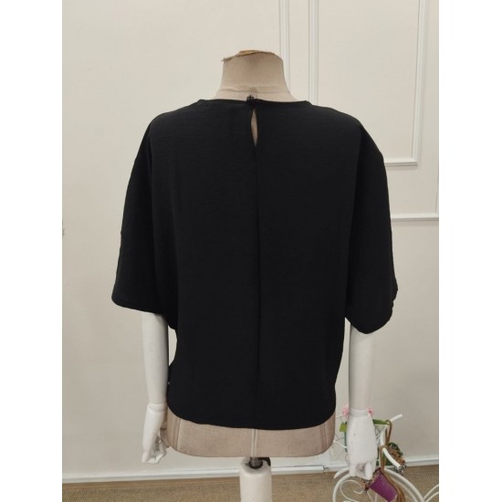 Kadın Kısa Kollu Bisiklet Yaka Yandan Bağcıklı Aerobin Bluz , 32243